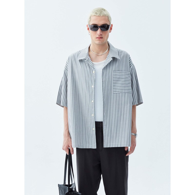 VAMOS CLO Košeľa sivá / biela 60683123