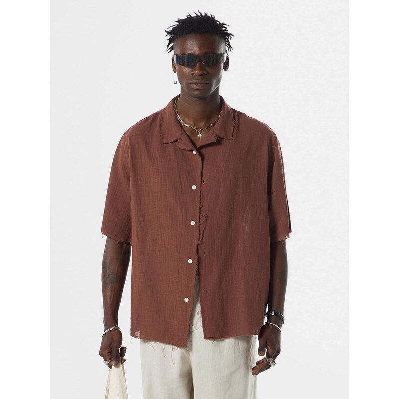 VAMOS CLO Košeľa Irving hnedá 60683155