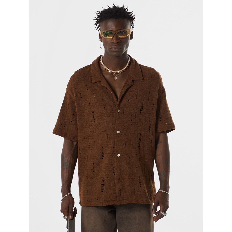 VAMOS CLO Košeľa hnedá / čokoládová 60683207