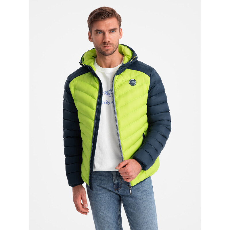 Ombre Mens quilted nylon sports style jacket - lime green 58149394