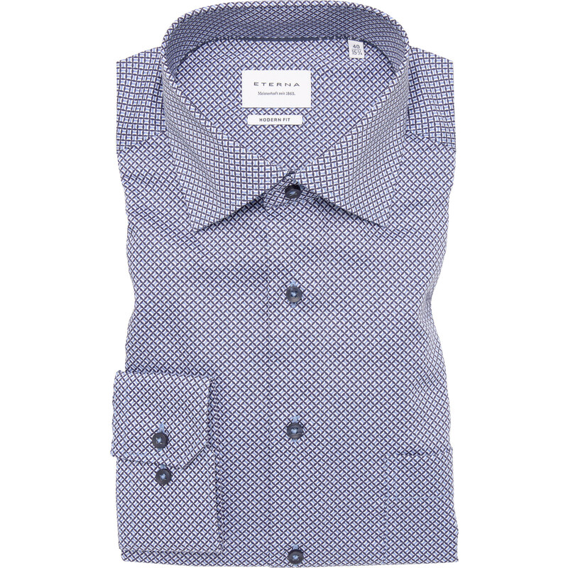 ETERNA Modern fit modrá károvaná košeľa s potlačou Non Iron 66631413