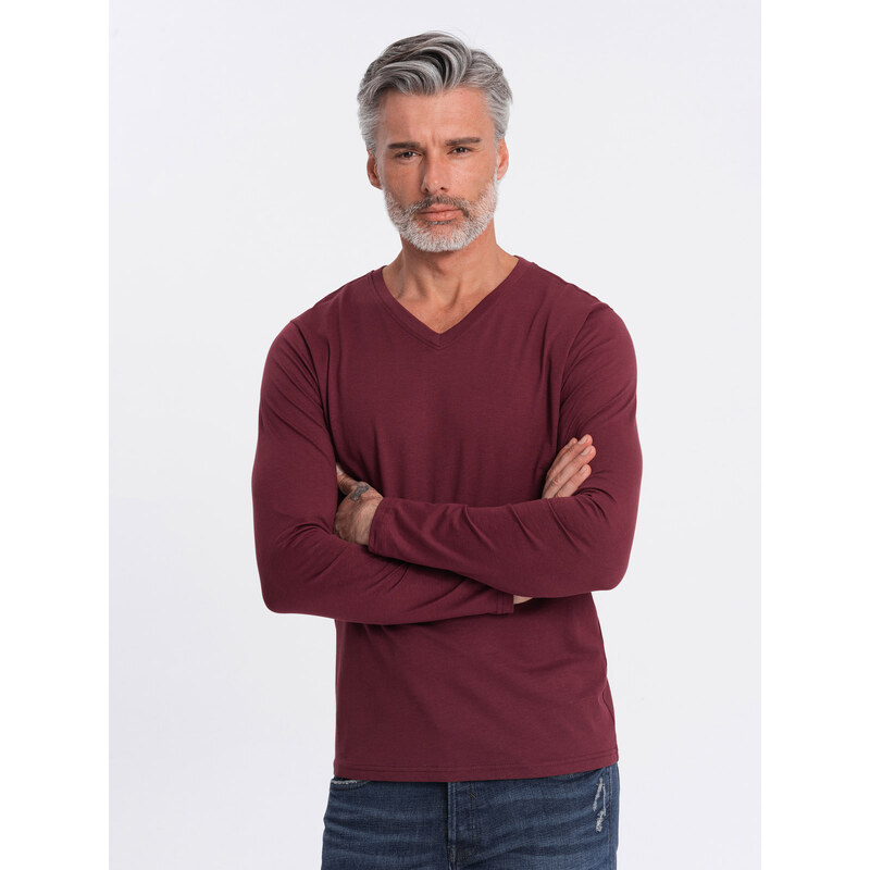 Ombre Mens unprinted longsleeve with a crew neckline - maroon 52495588