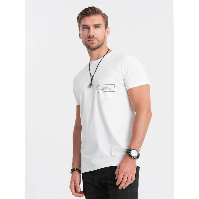Ombre Streetstyle mens pocket print cotton t-shirt - white 57758261