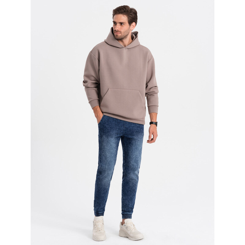 Ombre pánske mramorové džínsové JOGGERY nohavice - tmavomodré 50676030