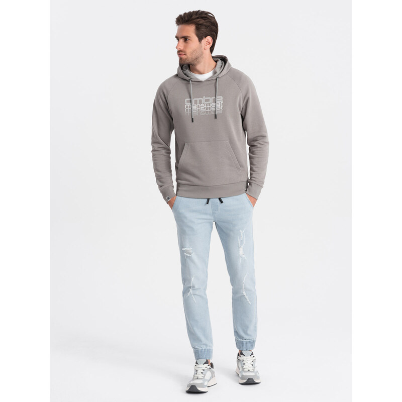 Ombre Mens JOGGER denim pants with rubbing - light blue 52497147