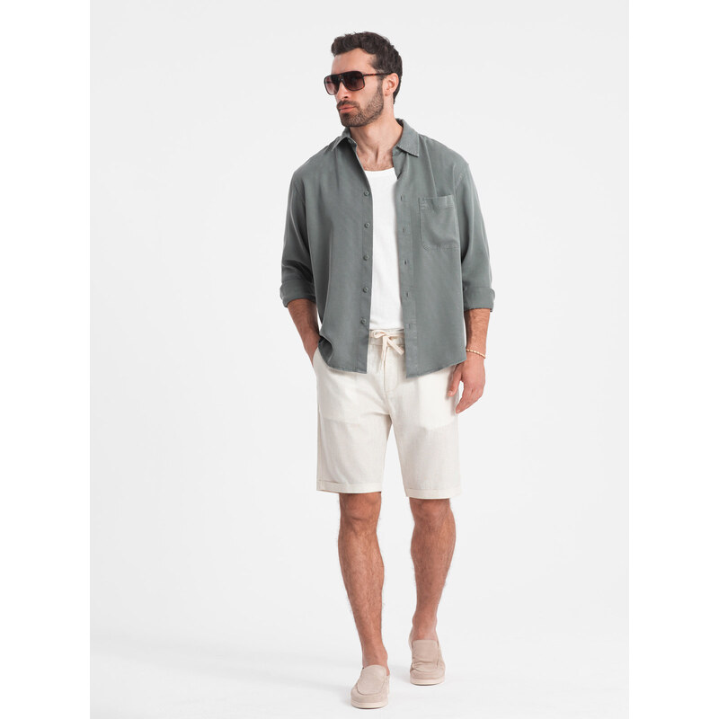 Ombre Mens short shorts with linen - cream 52581447