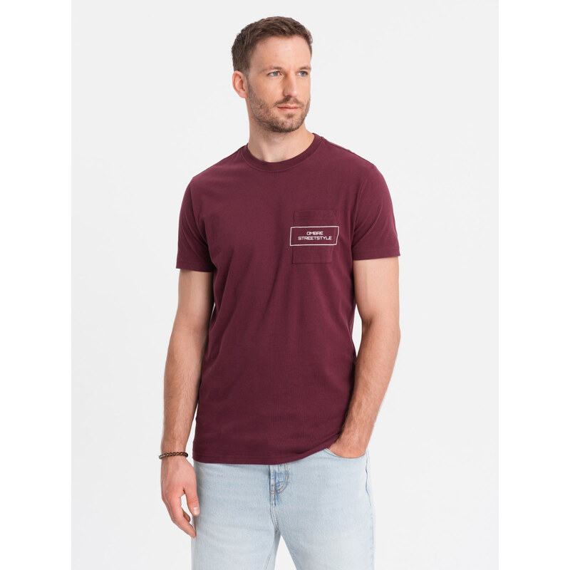 Mens Ombre Streetstyle cotton t-shirt with pocket print - maroon 57758262