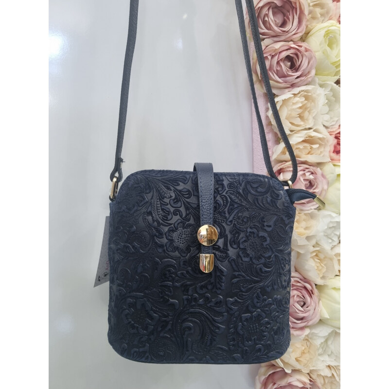 E-shop Katrins Fashion Kožená modrá crossbody kabelka Vera Pelle