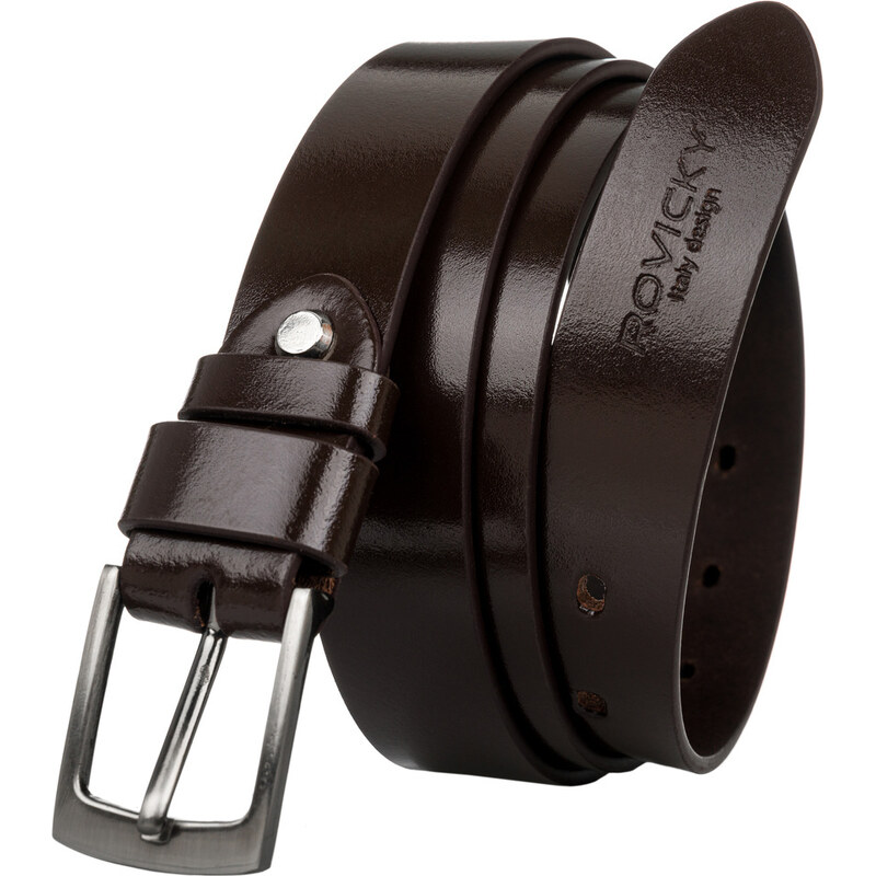 Pánsky opasok z leštenej prírodnej lícovej kože - Rovicky 58385455