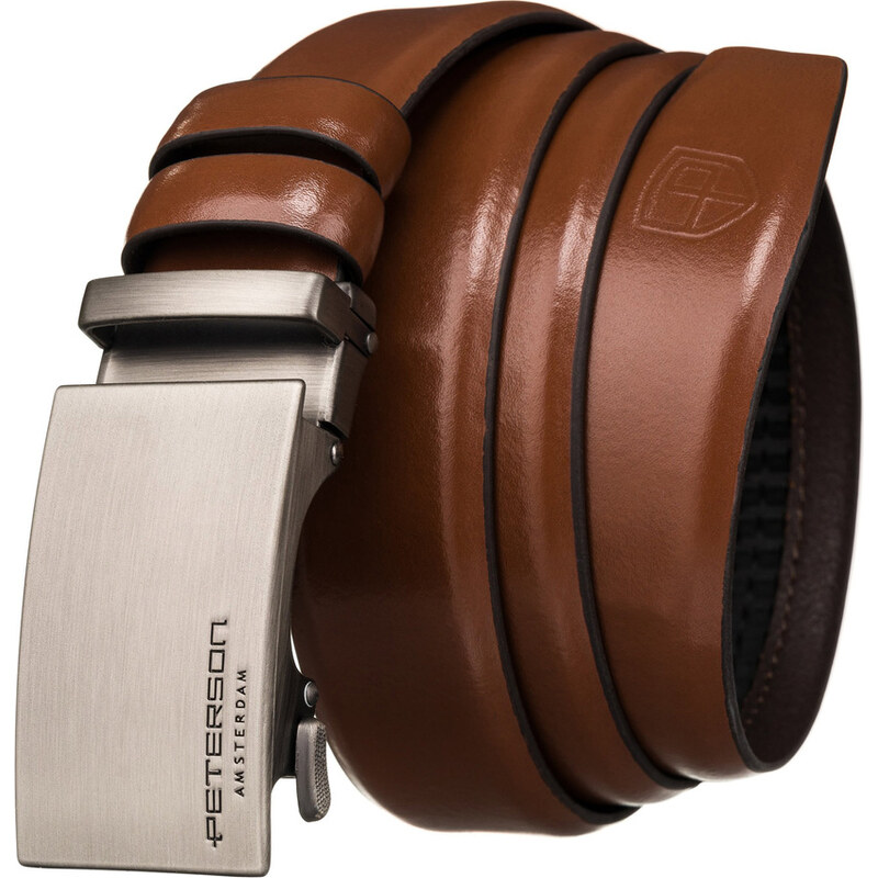 Hnedý pánsky kožený opasok s automatickou prackou - Peterson 66856571