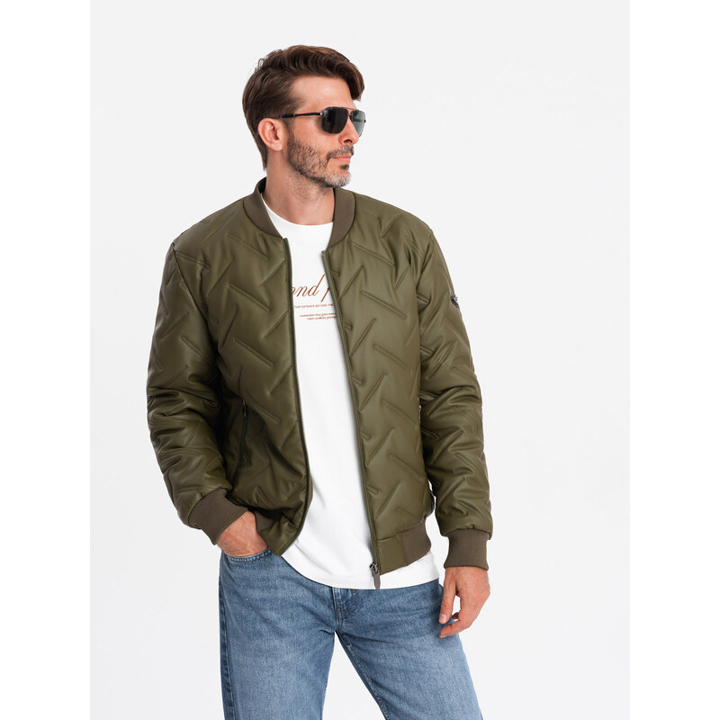 Ombre Mens embossed bomber jacket - olive 64782396
