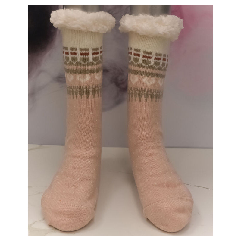 ARMANDO Dámske zateplené termo svetloružové ponožky HEART 59482405