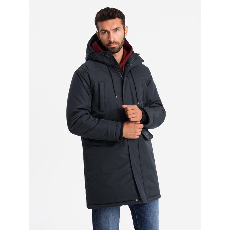 Ombre Classic long mens parka jacket - black 64782510