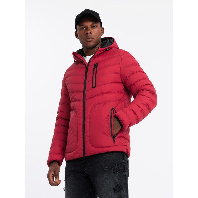 Ombre Mens quilted sports jacket with contrasting zipper - red 64782979