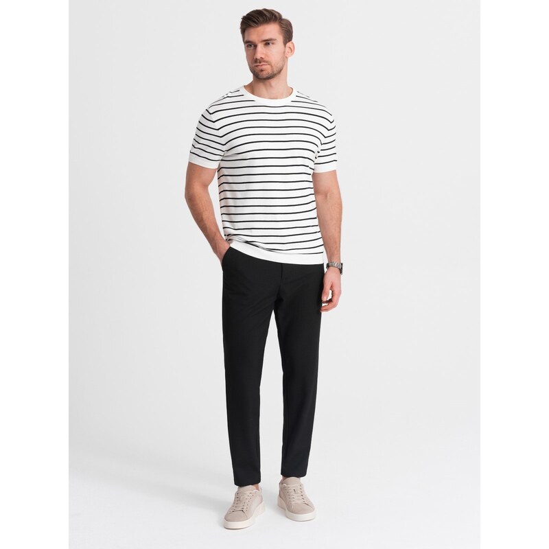 Ombre Mens chino pants with elastic waistband SLIM FIT - black 64778290