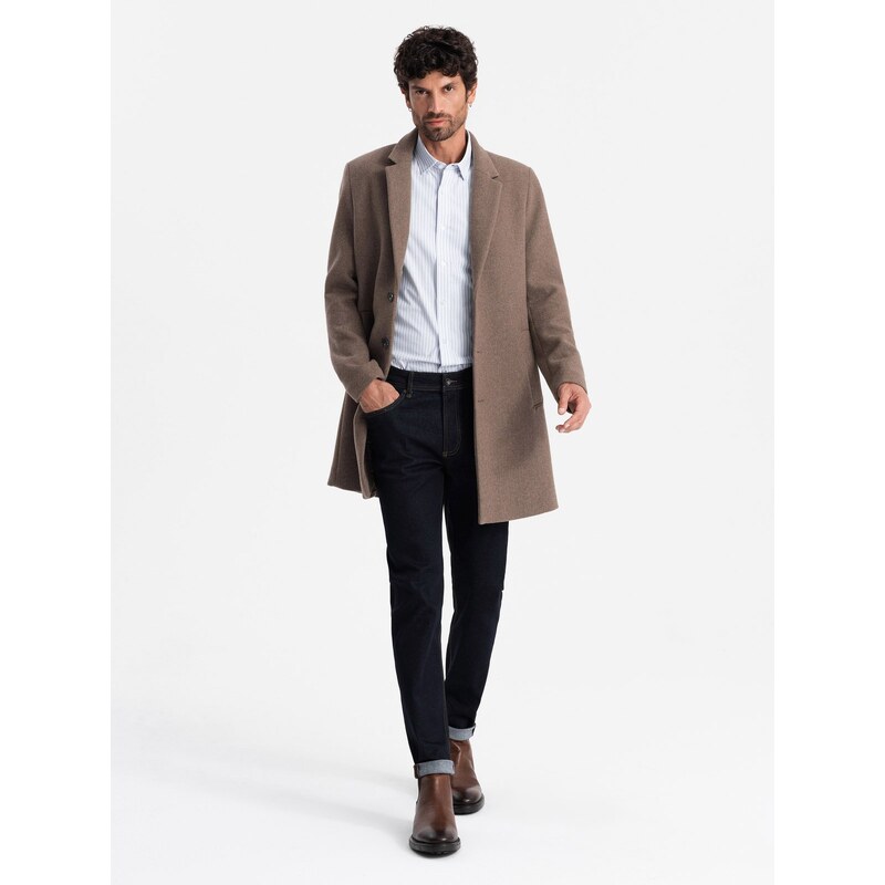 Ombre Elegant single-breasted mens wool coat - brown 57838939