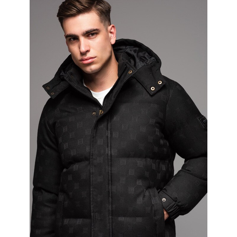 Ombre Mens patterned jacquard puffer jacket - black 58149395