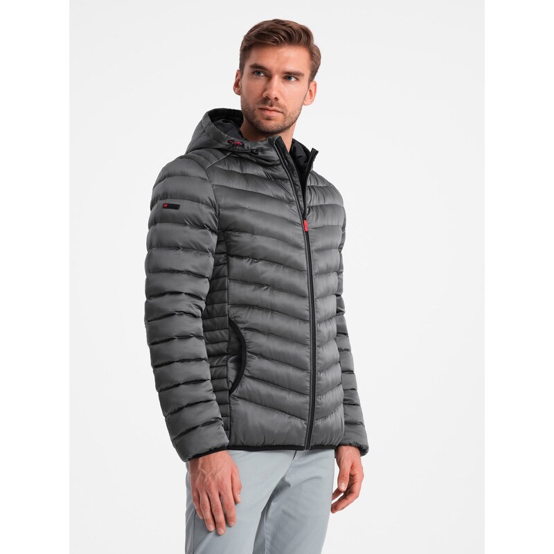 Ombre Lightly insulated quilted mens jacket with satin trim - graphite 64782404