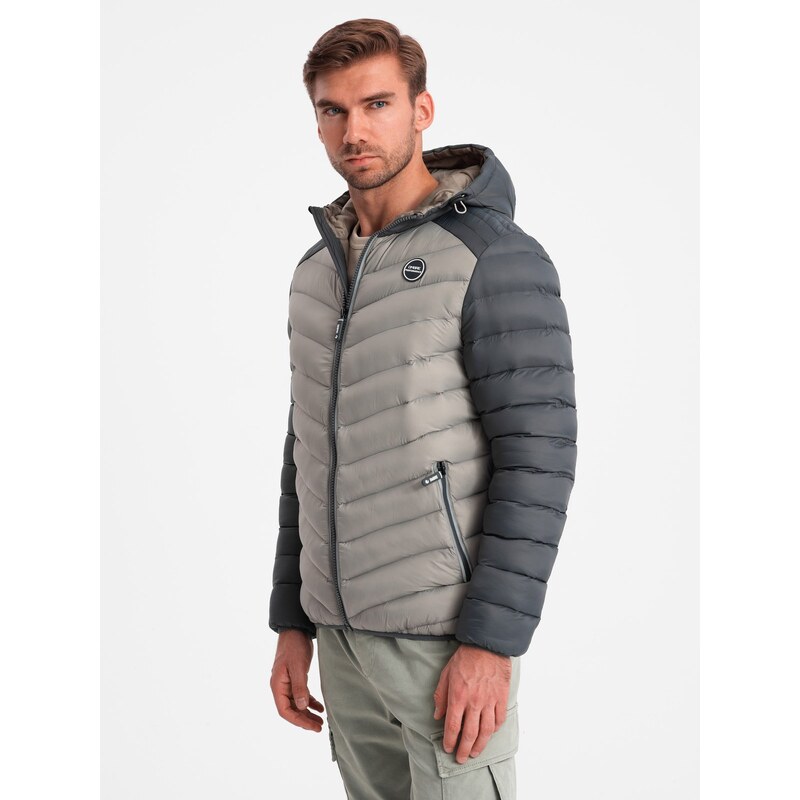 Ombre Mens quilted nylon sports style jacket - ash 67098605