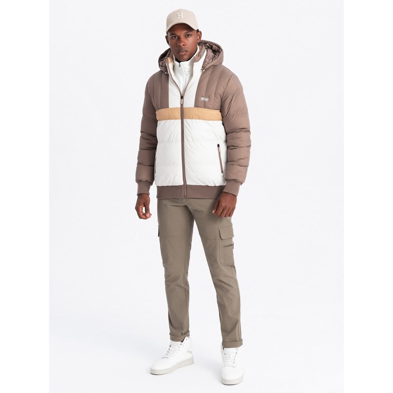 Ombre Colorful retro mens sports jacket - beige and white 64782564