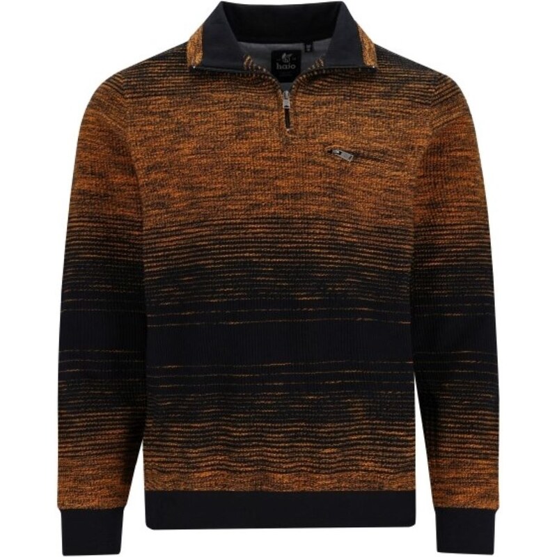 Pánska oranžovo-čierna troyer mikina so štruktúrou HAJO 59595040