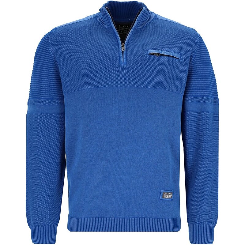 Pánsky modrý bavlnený troyer pulóver HAJO 59595039