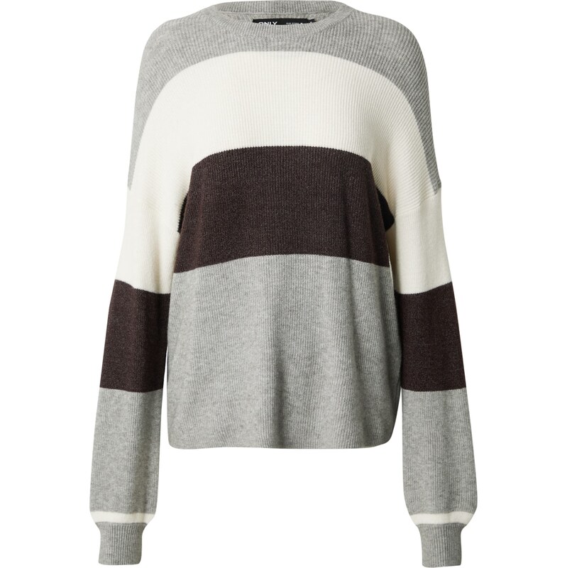 ONLY Sveter ONLATIA tmavohnedá / sivá melírovaná / biela 59645242