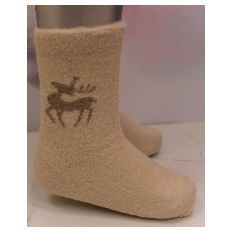 PERSAIL Kašmírové béžové ponožky s motívom jeleňa 59655723
