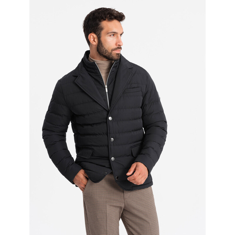 Ombre Mens quilted jacket with jacket cut - black 64783062