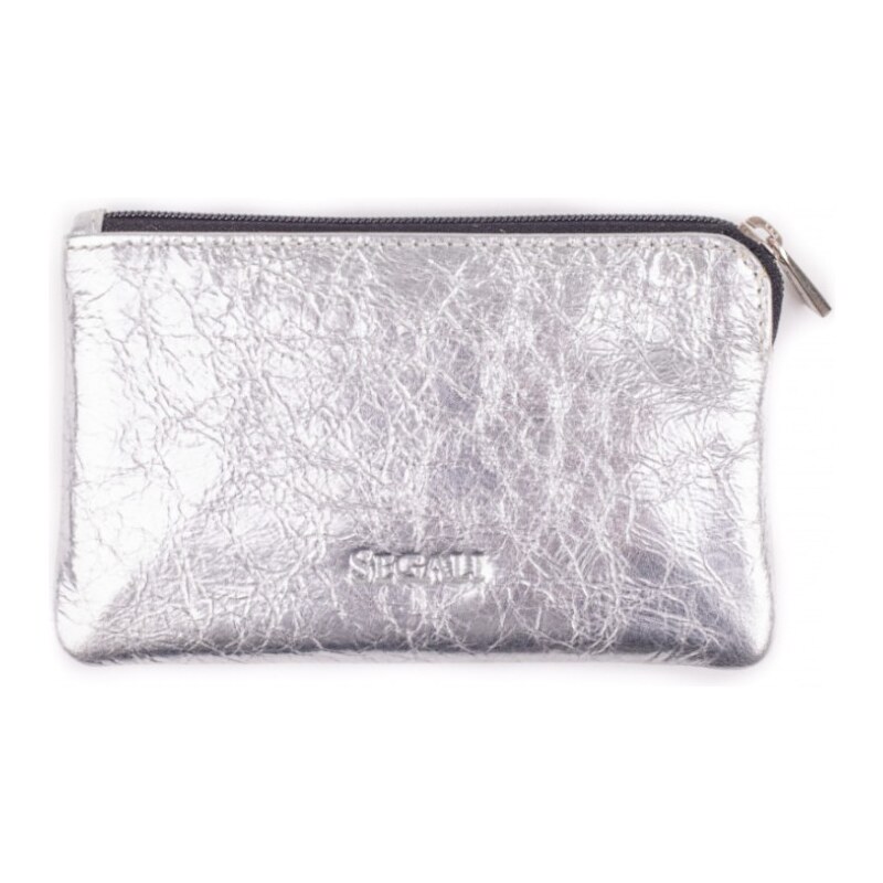 SEGALI Kožená mini peňaženka-kľúčenka 7289 silver shiny 66588921