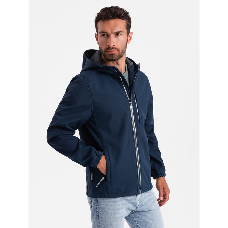 Ombre Mens SOFTSHELL jacket with fleece center - navy blue 50555798