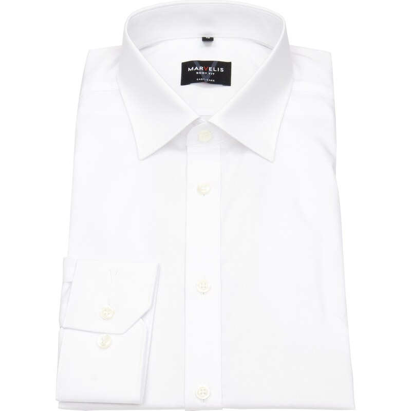 Marvelis Body Fit pánska košeľa dlhý rukáv 100 % popelín biela 58321279