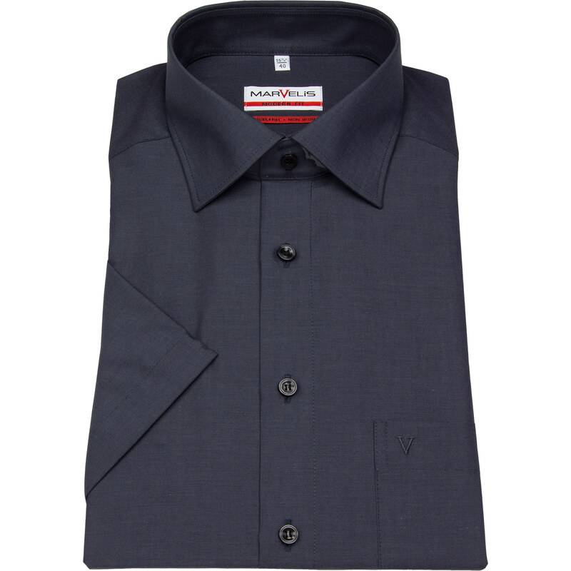 Marvelis Modern Fit pánska košeľa 100% popelín sivá krátky rukáv 59687626