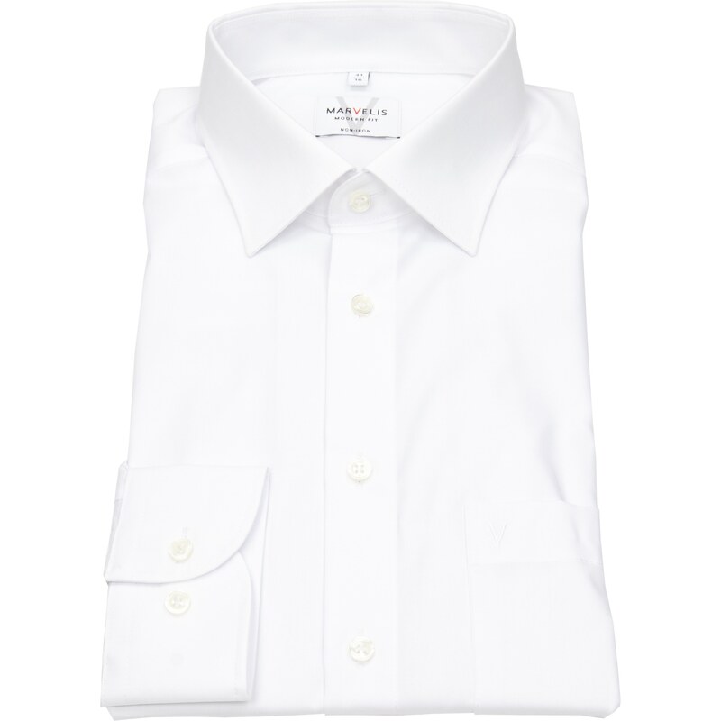 Marvelis Modern Fit pánska košeľa dlhý rukáv 100% popelín biela 59687622