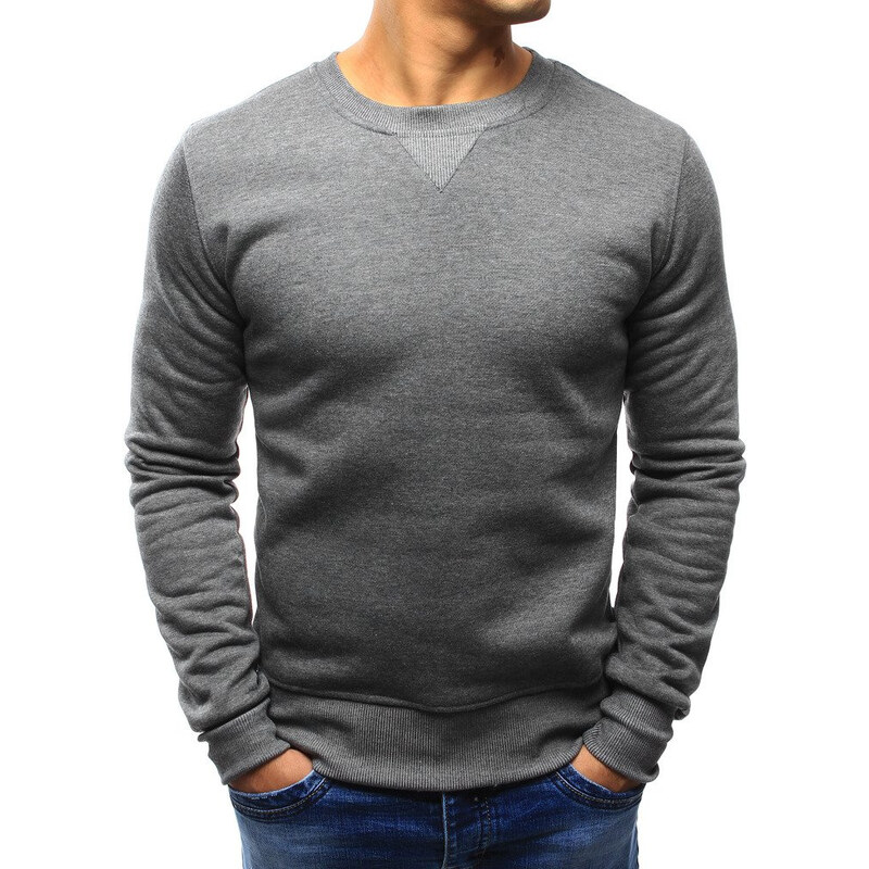 Dstreet Pánska mikina bez kapucne sivá BX4822 65502783