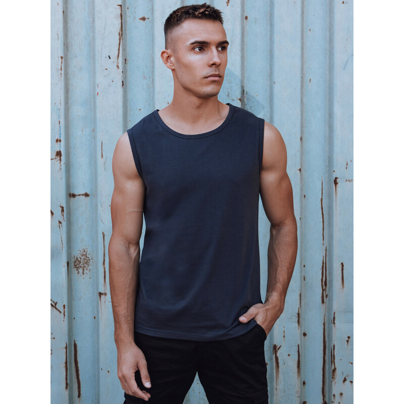 Tank top męski bez nadruku granatowy Dstreet RX5622 69066004