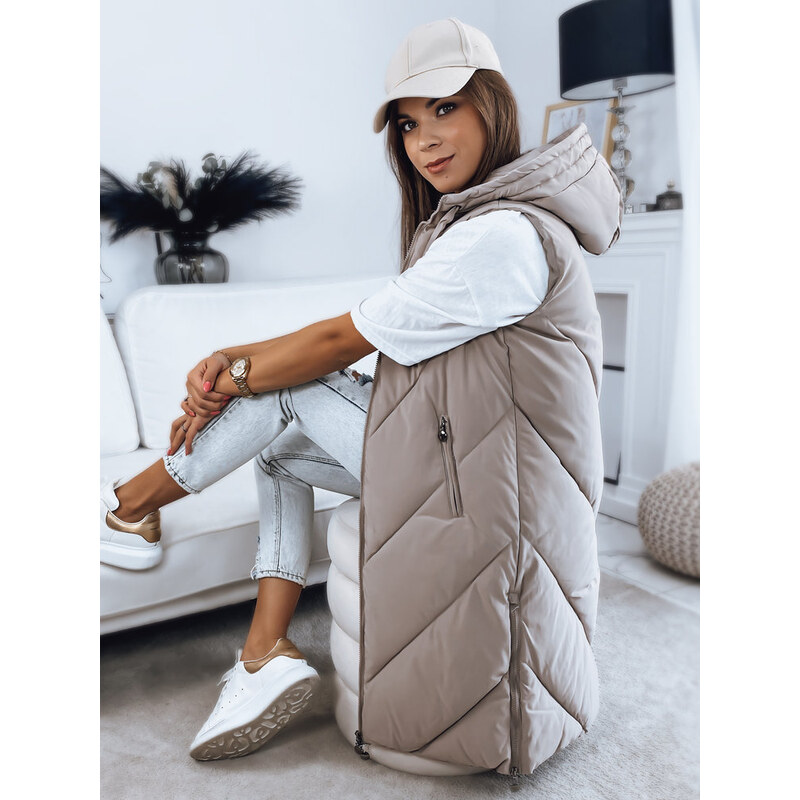 Dámska predĺžená prešívaná ZIPIS béžová Dstreet TY3216 65766776