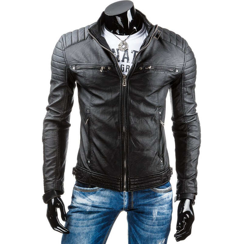 Pánska bunda kožená čierna Dstreet TX3247 65502765