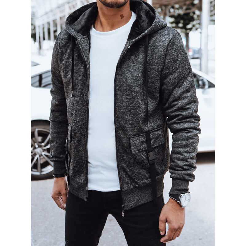 Pánska mikina na zips Farba tmavo šedá DSTREET BX5607 65597484
