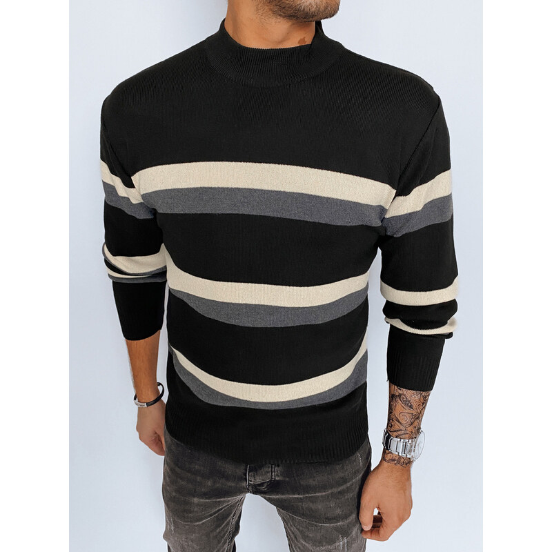 Pánsky pruhovaný sveter Farba čierna DSTREET 50685096