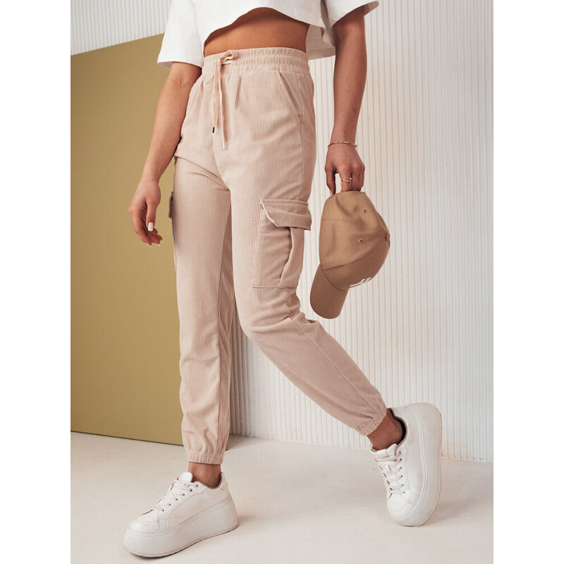 Dámske teplákové nohavice FLAYON Farba béžová DSTREET 50656020