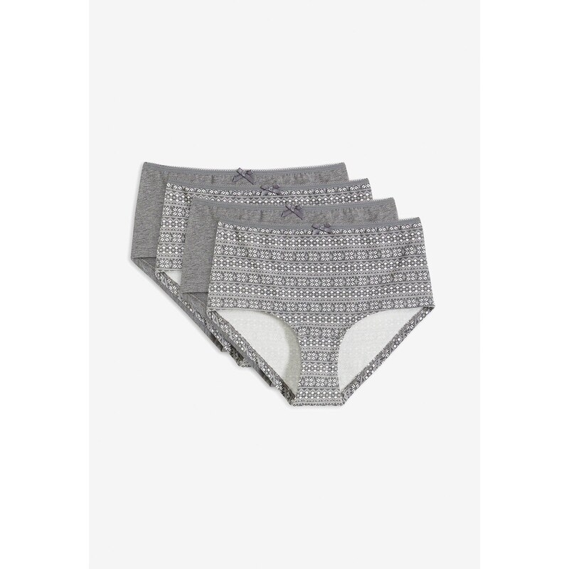 bonprix Maxi nohavičky s bio bavlnou (4 ks v balení), farba šedá 59720148