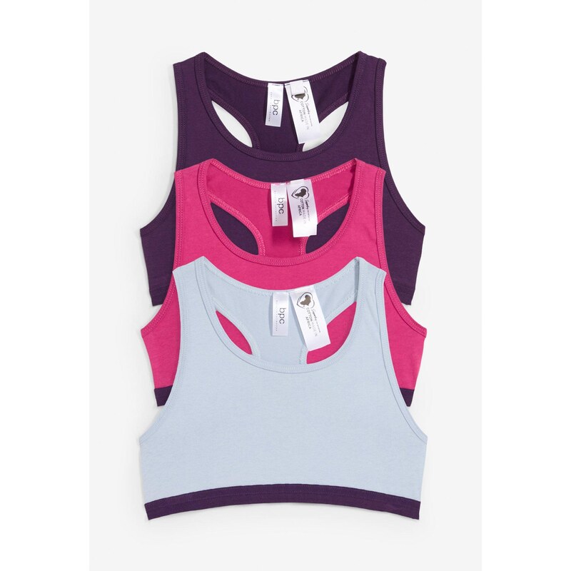 bonprix Podprsenkový top s mäkkou bavlnou (5 ks), farba fialová 59720331