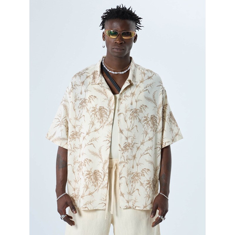 VAMOS CLO Košeľa Virginia Beach krémová / žltohnedá 60683175