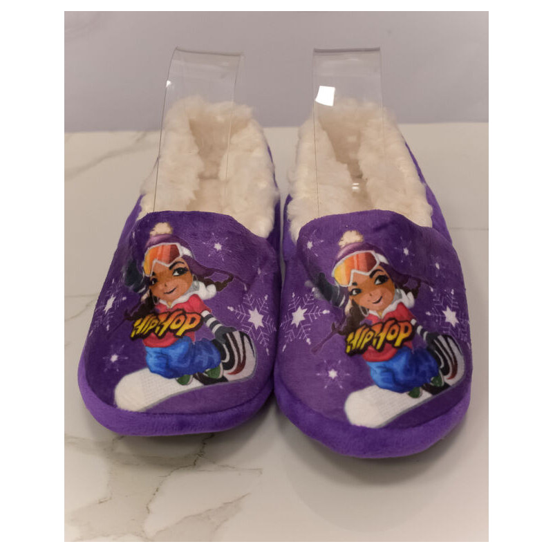 PERSAIL Detské fialové plyšové papuče HIPHOP SNOWBOARD 32-35 59705141