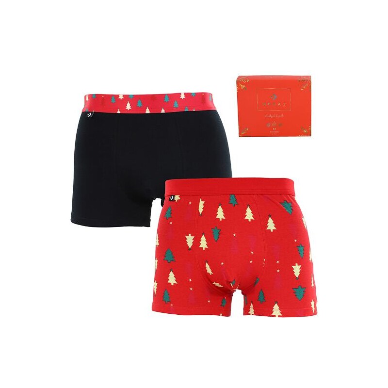 Moraj 2 pack boxeriek 600-005 vianočné čierno-červené 59829745