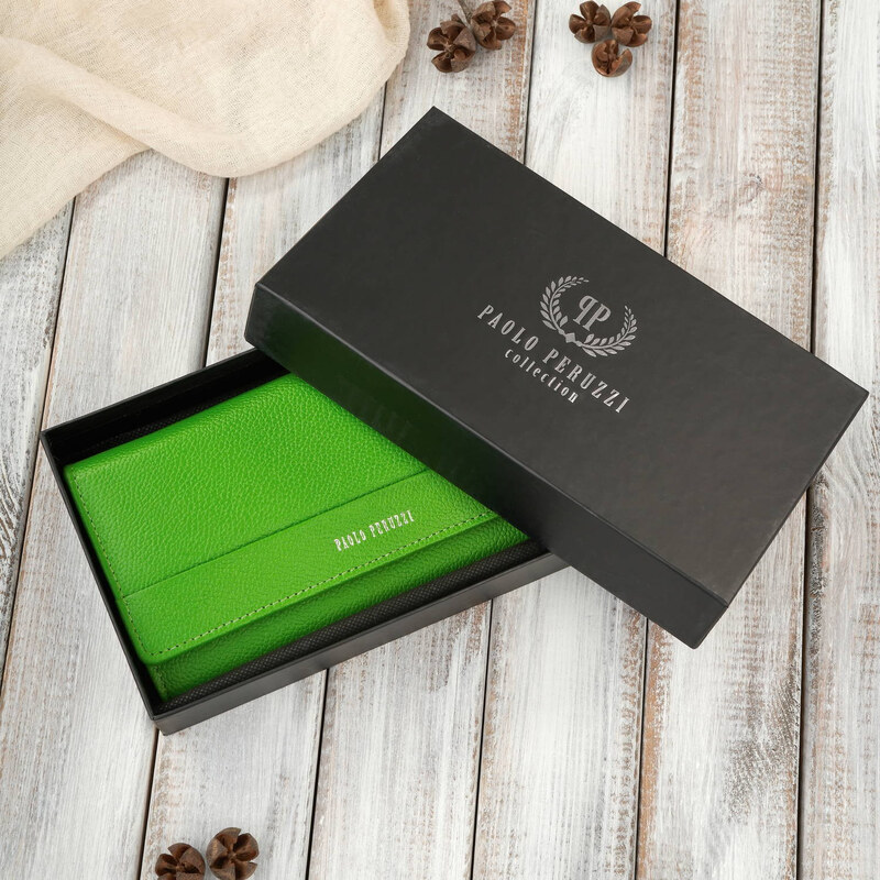 Paolo Peruzzi Dámska kožená peňaženka veľká s RFID | zelená AL-01-GR 59705939