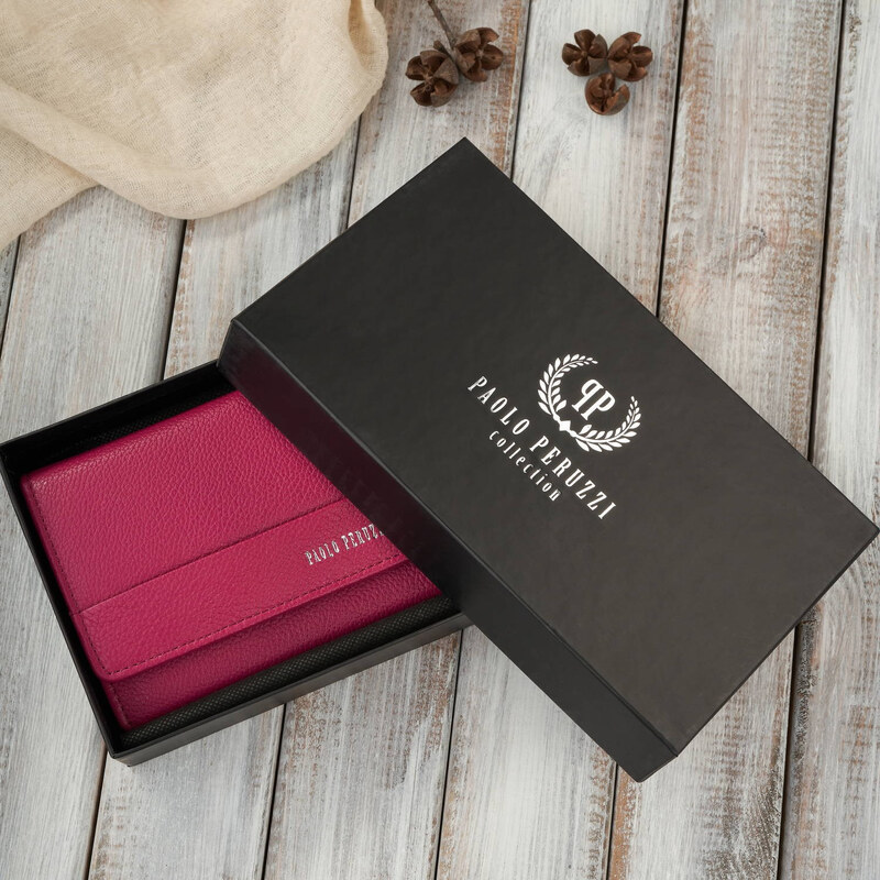 Paolo Peruzzi Dámska kožená peňaženka veľká horizontálna | ružová AL 59705943