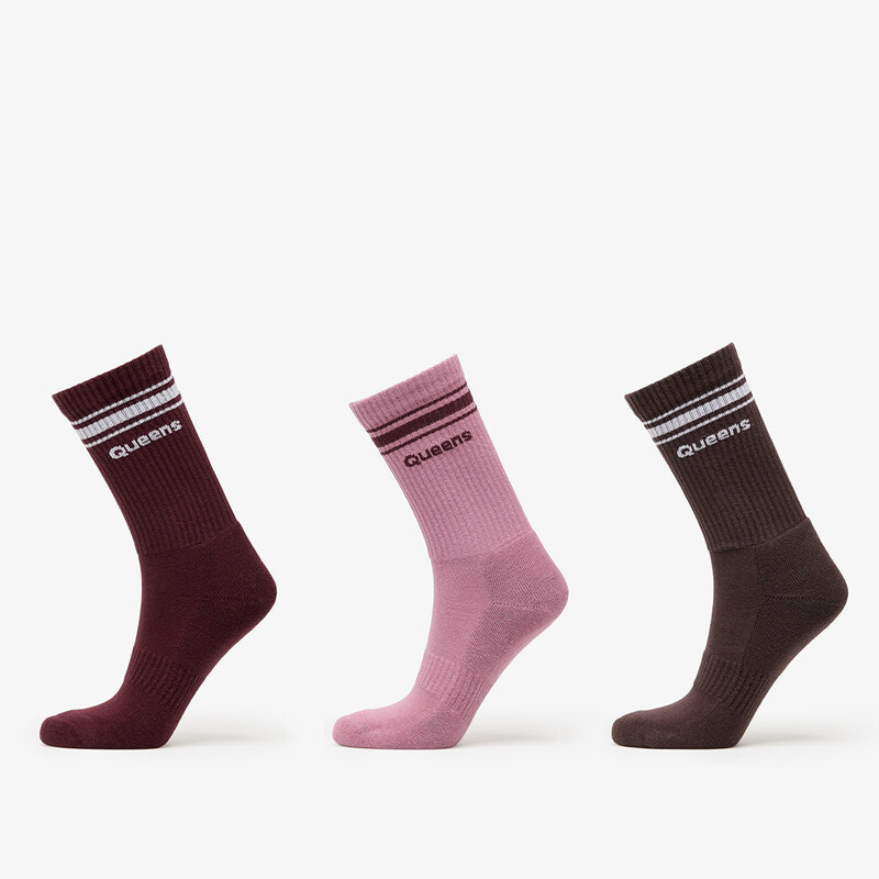 Queens Essential Basic Crew Socks 3-Pack Mauve/ Dust Pink/ Pink 36-38 59711652