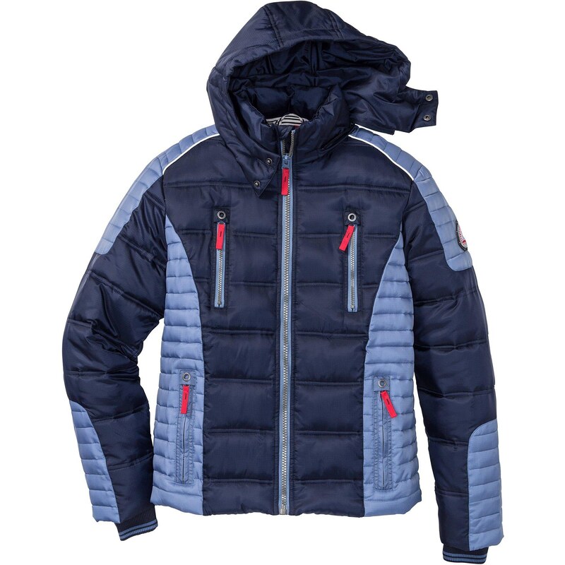 bonprix Vatovaná prešívaná bunda s odnímateľnou kapucňou, farba modrá 67115970